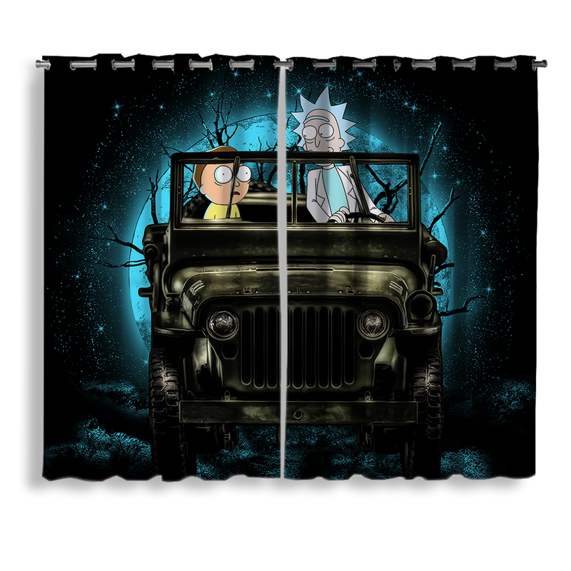 Rick And Morty Moonlight Halloween Jeep Funny Window Curtain