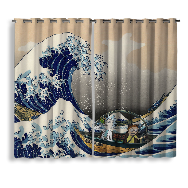 Rick And Morty The Great Wave Japan Window Curtain