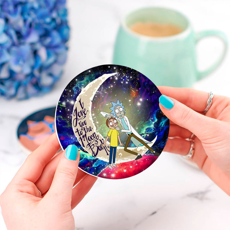 Rick And Morty Love You To The Moon Galaxy Ceramic Decor Coaster - Gift Idea