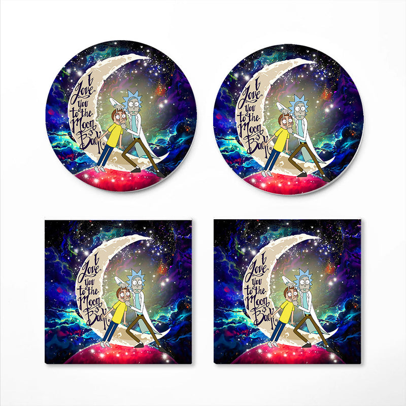 Rick And Morty Love You To The Moon Galaxy Ceramic Decor Coaster - Gift Idea