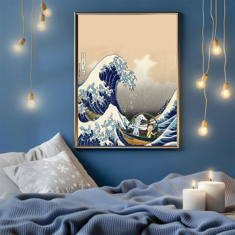 Rick And Morty The Great Wave Japan - Living Room - Canvas Wall Art - Print - Wall Decor