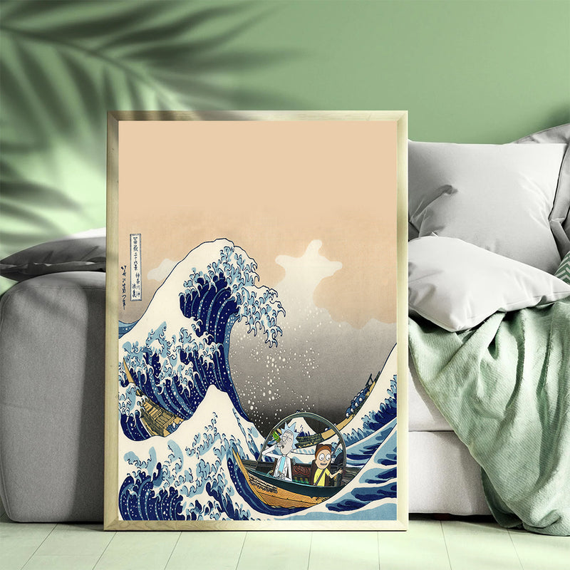 Rick And Morty The Great Wave Japan - Living Room - Canvas Wall Art - Print - Wall Decor