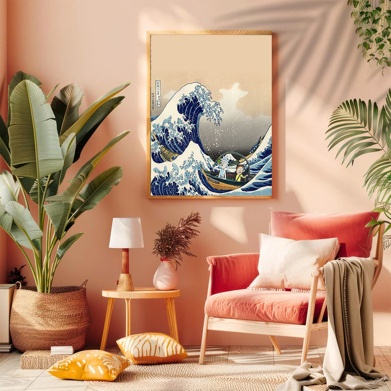 Rick And Morty The Great Wave Japan - Living Room - Canvas Wall Art - Print - Wall Decor