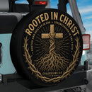 Rooted In Christ Cross Car Spare Tire Cover