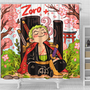 Roronoa Zoro From One Piece Japan Ink Style Shower Curtain