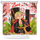 Roronoa Zoro From One Piece Japan Ink Style Shower Curtain