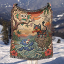 Rowlet Litten Popplio Pokemon Woven Throw Blanket