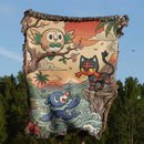 Rowlet Litten Popplio Pokemon Woven Throw Blanket
