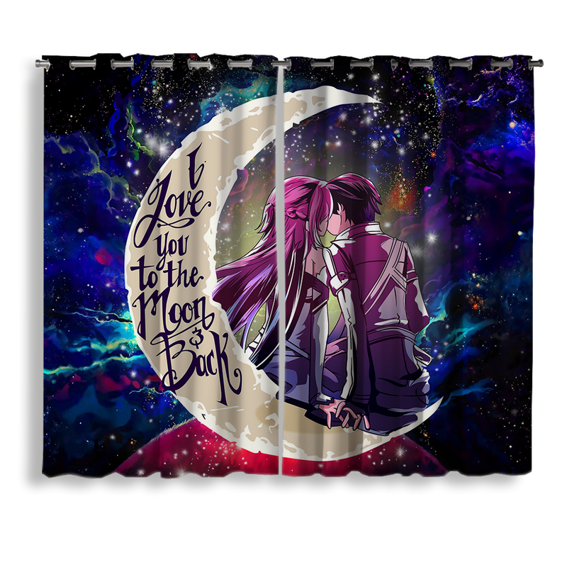 SAO Sword Art Online Asuna Kirito Love You To The Moon Galaxy Window Curtain