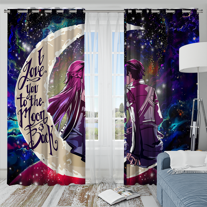 SAO Sword Art Online Asuna Kirito Love You To The Moon Galaxy Window Curtain