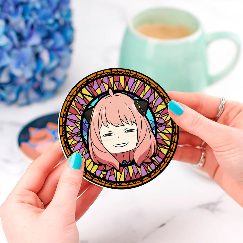 Spy x Family Anya Anime Stained Glass Decor Coaster - Gift Idea