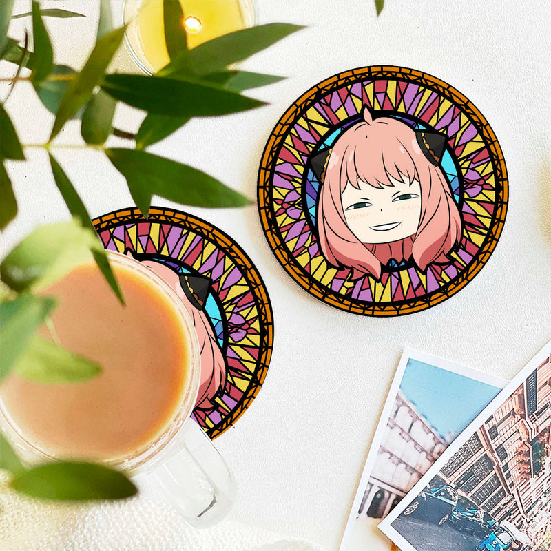 Spy x Family Anya Anime Stained Glass Decor Coaster - Gift Idea