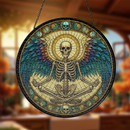 Sacred Skeleton The Meditating Guardian Skull Stained Glass Suncatcher