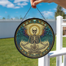 Sacred Skeleton The Meditating Guardian Skull Stained Glass Suncatcher