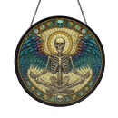 Sacred Skeleton The Meditating Guardian Skull Stained Glass Suncatcher