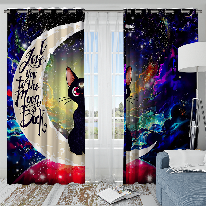 Sailor Moon Cat Love You To The Moon Galaxy Window Curtain