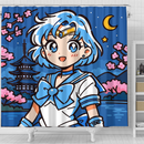 Mercury Sailor Moon Japan Ink Style Shower Curtain