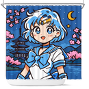 Mercury Sailor Moon Japan Ink Style Shower Curtain