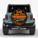 Retro Salt Lake City Jeep Sunset Car Spare Tire Cover