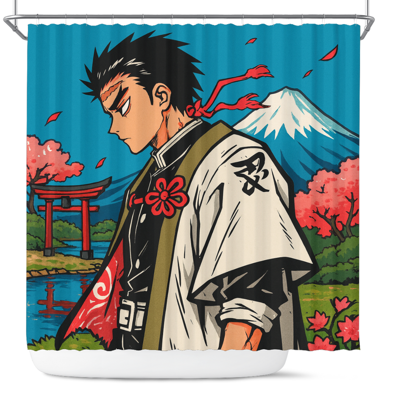 Sanemi Shinazugawa Demon Slayer Anime Japan Ink Style Shower Curtain
