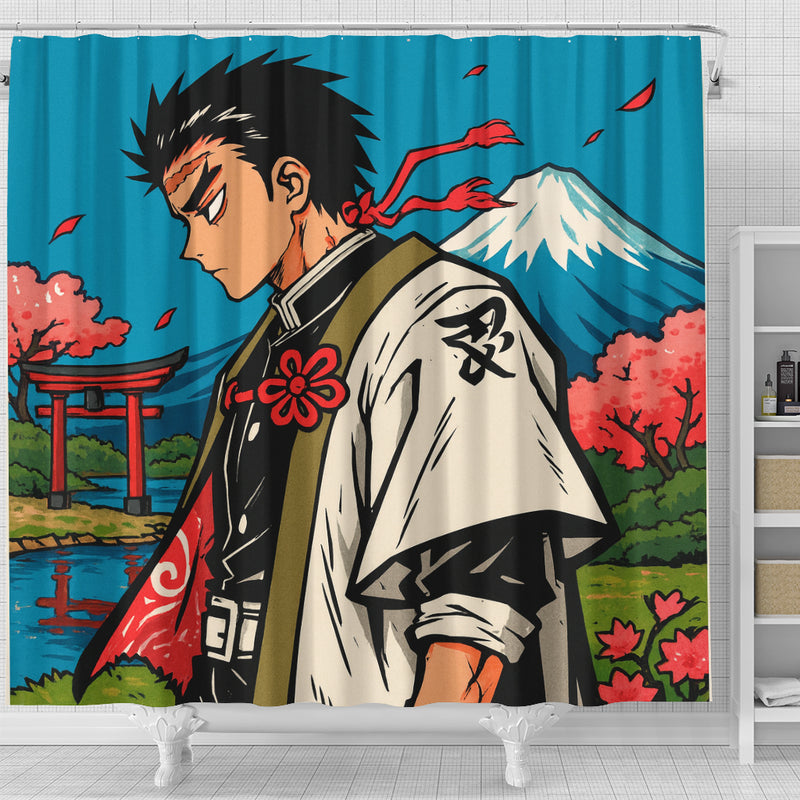 Sanemi Shinazugawa Demon Slayer Anime Japan Ink Style Shower Curtain