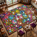 Hello Kitty Sanrio Friends Stained Glass Rectangular Area Rug