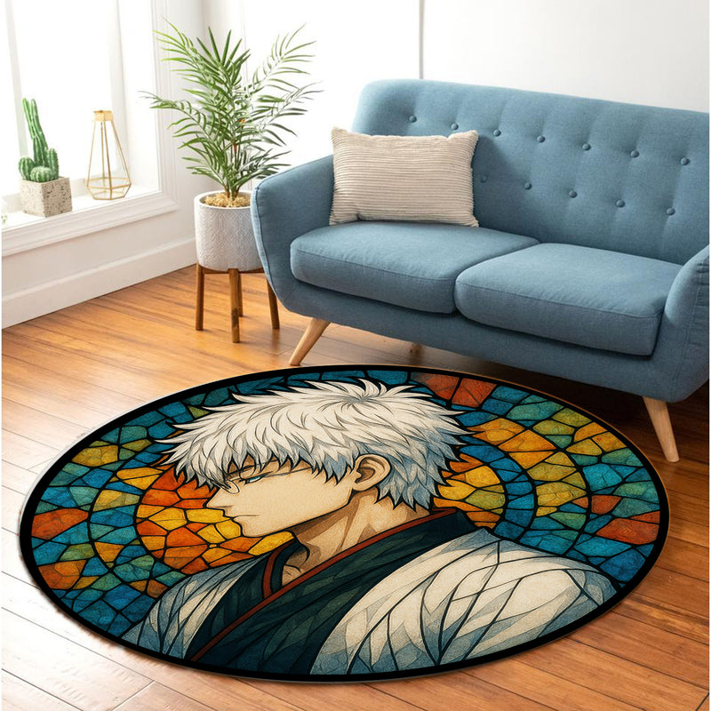 Gintoki Sakata Gintama Anime Stained Glass Round Rug