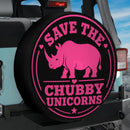 Pink Save The Chubby Unicorns Car Spare Tire Cover