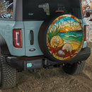 Seashells And Starfish Beach Stained Glass Jeep Car Spare Tire Cover