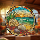 Seashells And Starfish Beach Stained Glass Suncatcher