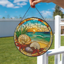 Seashells And Starfish Beach Stained Glass Suncatcher