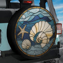 Seashells and Starfish Ocean Stained Glass Jeep Car Spare Tire Cover