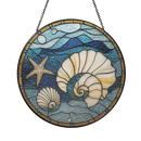 Seashells And Starfish Ocean Stained Glass Suncatcher