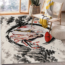 Sesshomaru and Rin Japan Ink Style Rectangular Area Rug