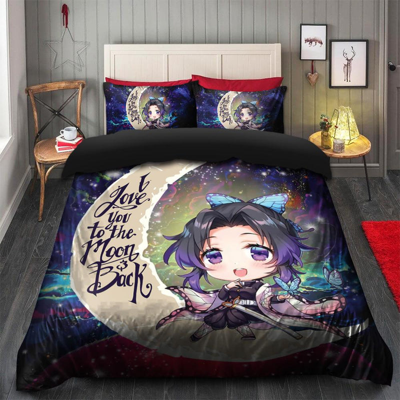 Shinobu demon slayer Love You To The Moon Bedding Set Duvet Cover And 2 Pillowcases Nearkii