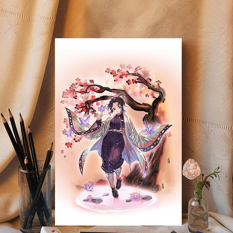 Shinobu Demon Slayer Anime Cherry Blossom Japan - Living Room - Canvas Wall Art - Print - Wall Decor