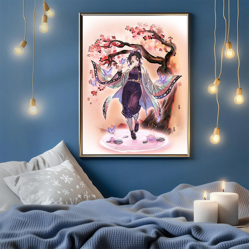 Shinobu Demon Slayer Anime Cherry Blossom Japan - Living Room - Canvas Wall Art - Print - Wall Decor