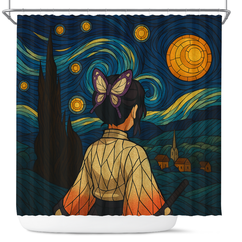 Shinobu Demon Slayer Starry Night Shower Curtain
