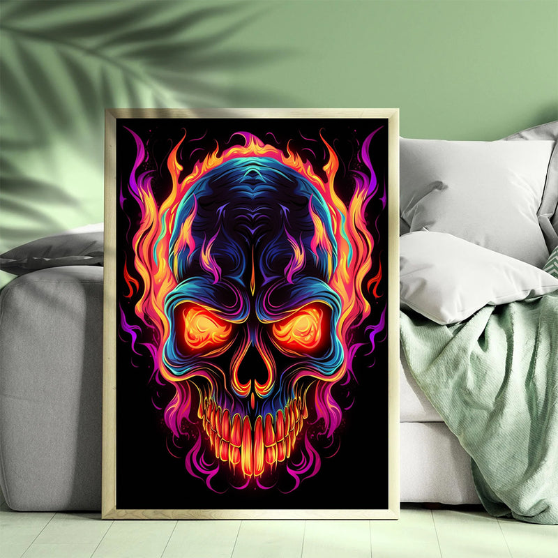 Skull Fire - Living Room - Canvas Wall Art - Print - Wall Decor