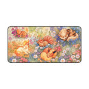 Sleeping Fire Type Pokemon Floral Desk Mat