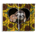 Sloth Cute Sunflower Zipper Window Curtain