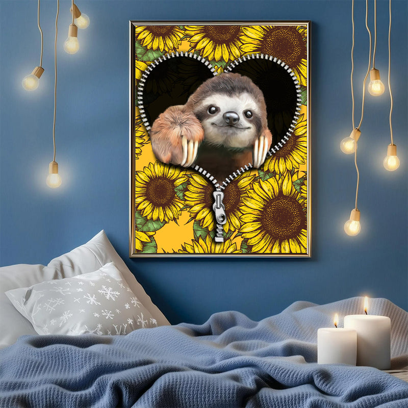 Sloth Sunflower - Living Room - Canvas Wall Art - Print - Wall Decor