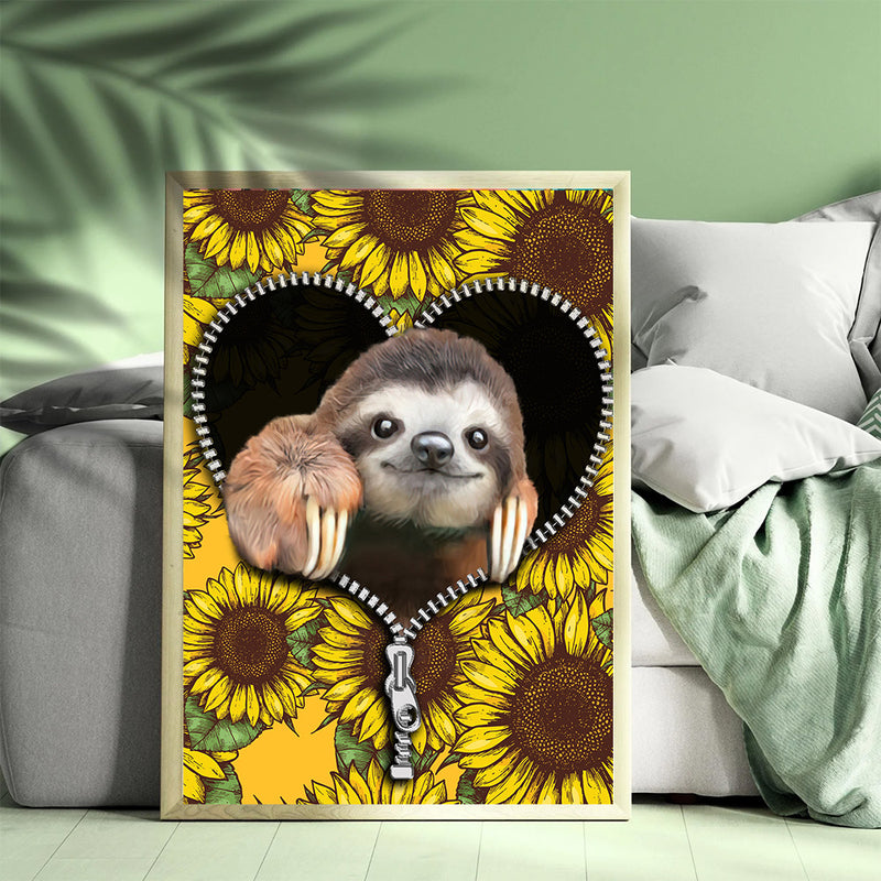 Sloth Sunflower - Living Room - Canvas Wall Art - Print - Wall Decor