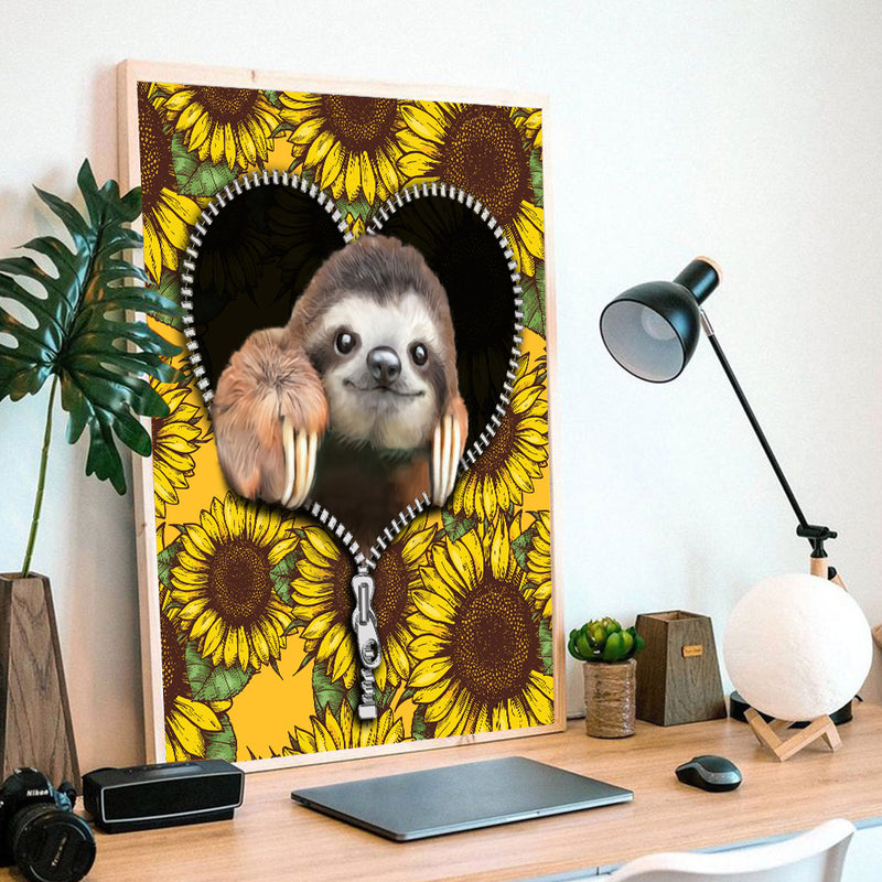 Sloth Sunflower - Living Room - Canvas Wall Art - Print - Wall Decor