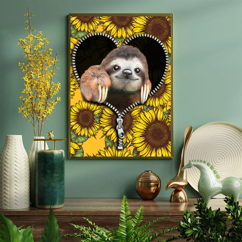 Sloth Sunflower - Living Room - Canvas Wall Art - Print - Wall Decor