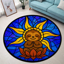 Sloth Stained Glass Round Rug