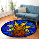 Sloth Stained Glass Round Rug