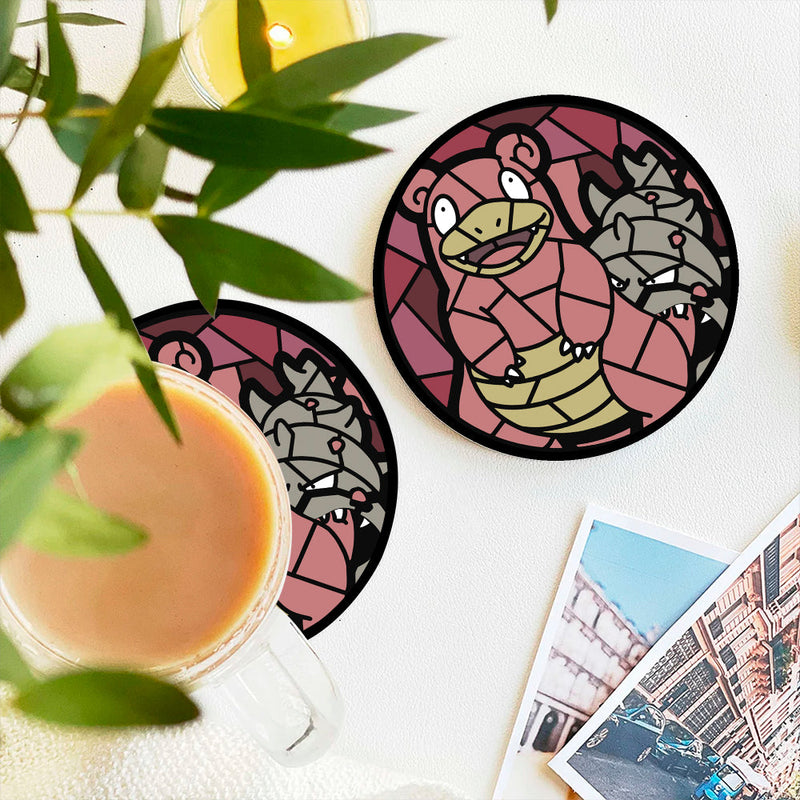 Slowbro Pokemon Stained Glass Decor Coaster - Gift Idea