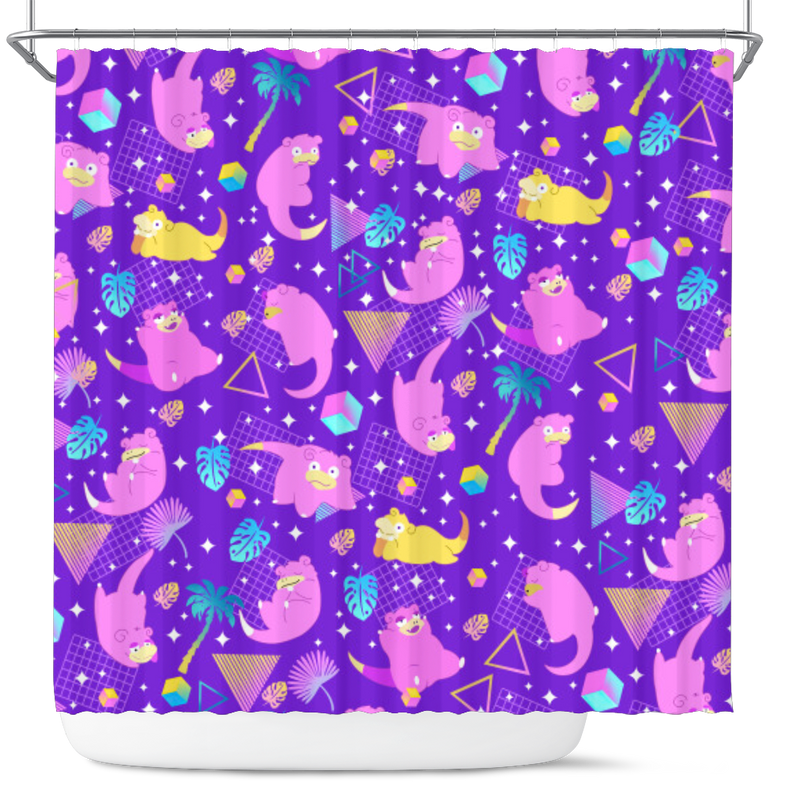 Slowpoke Pokemon Pattern Shower Curtain