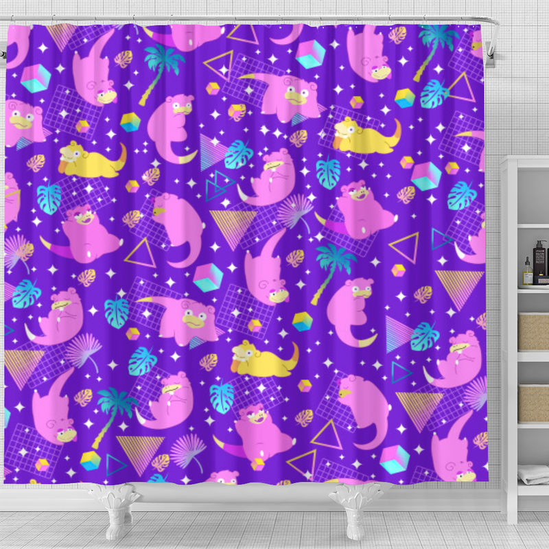 Slowpoke Pokemon Pattern Shower Curtain